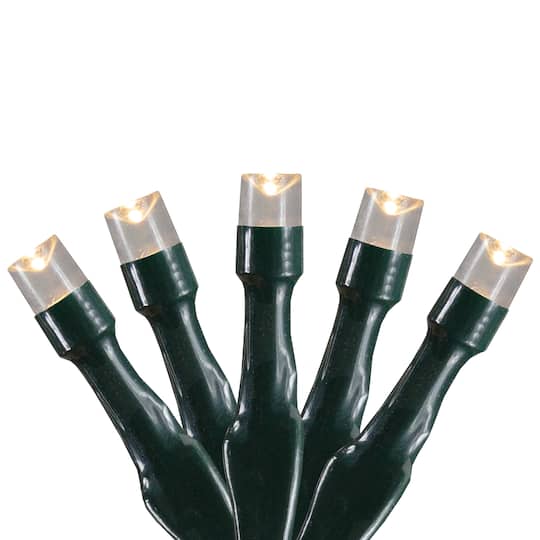 20ct. Warm White LED Wide Angle Christmas String Lights with Green Wire
